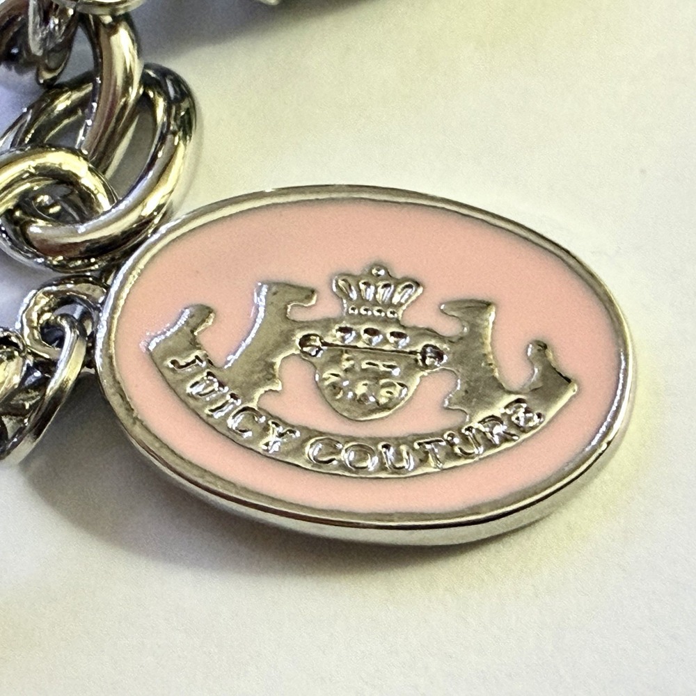 Rare! Limited Edition Juicy Couture Silver Charm Bracelet Purse Crystal 2008 Y2K - Picture 5 of 13